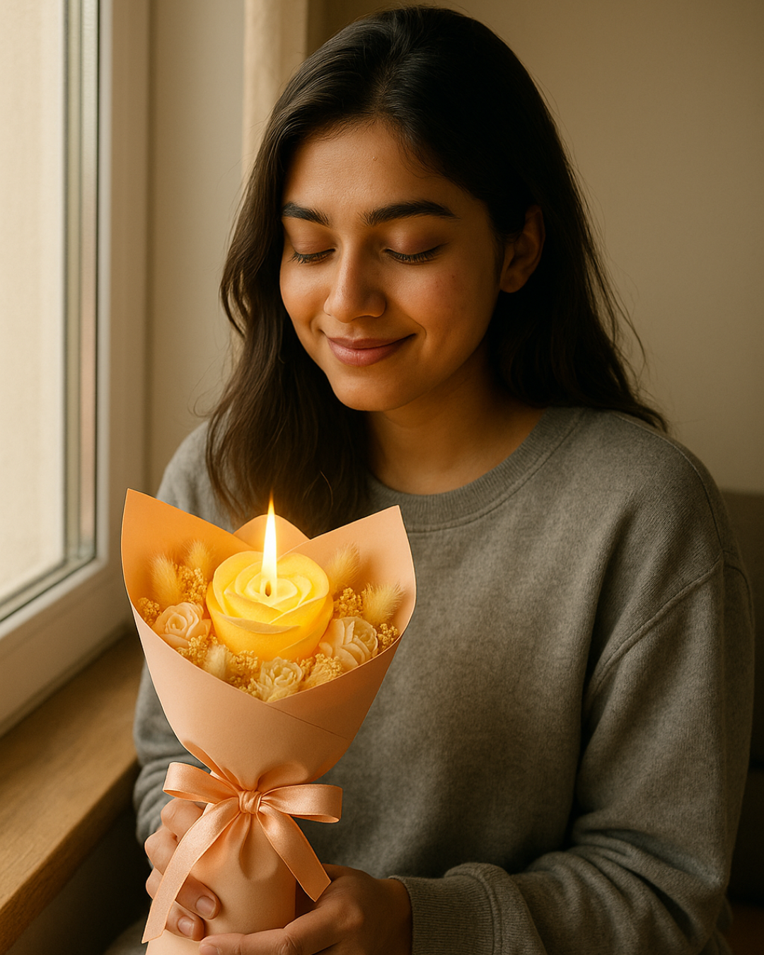 Floral Glow Candle Bouquet – The Perfect Gift of Fragrance & Beauty